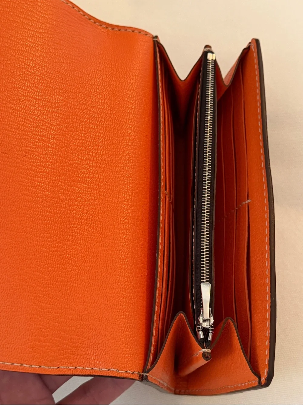 Moreau Paris Orange and Brown Leather Wallet